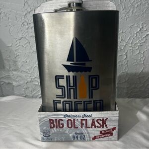 Wembley Ship Faced Stainless Steel Big Ol' 64 oz Flask - Silver